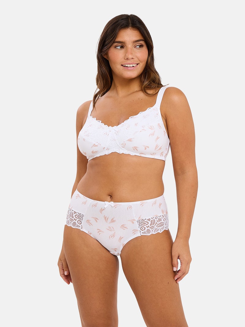 Shorty flora sans complexe lingerie Blanc Marron - Kiabi