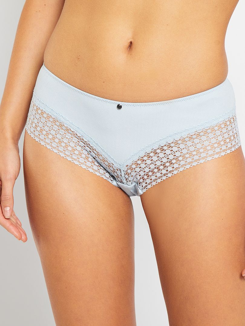 Shorty galons dentelle bleu gris - Kiabi