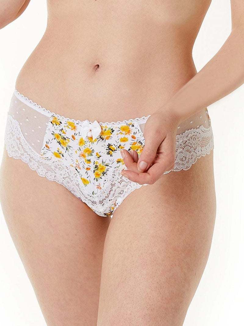 Shorty grande taille JOLI MINOIS - Brigitte Bardot Blanc Jaune Blanc - Kiabi