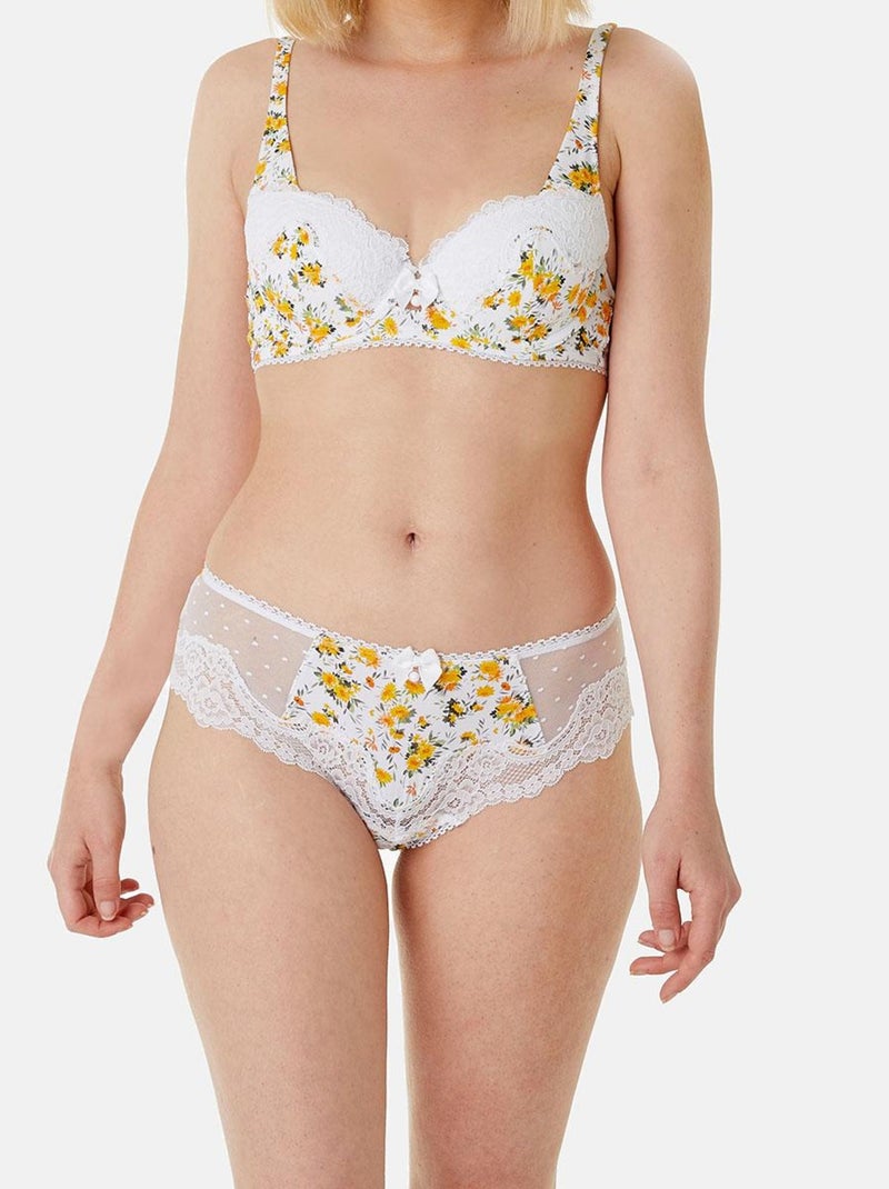 Shorty grande taille JOLI MINOIS - Brigitte Bardot Blanc Jaune Blanc - Kiabi