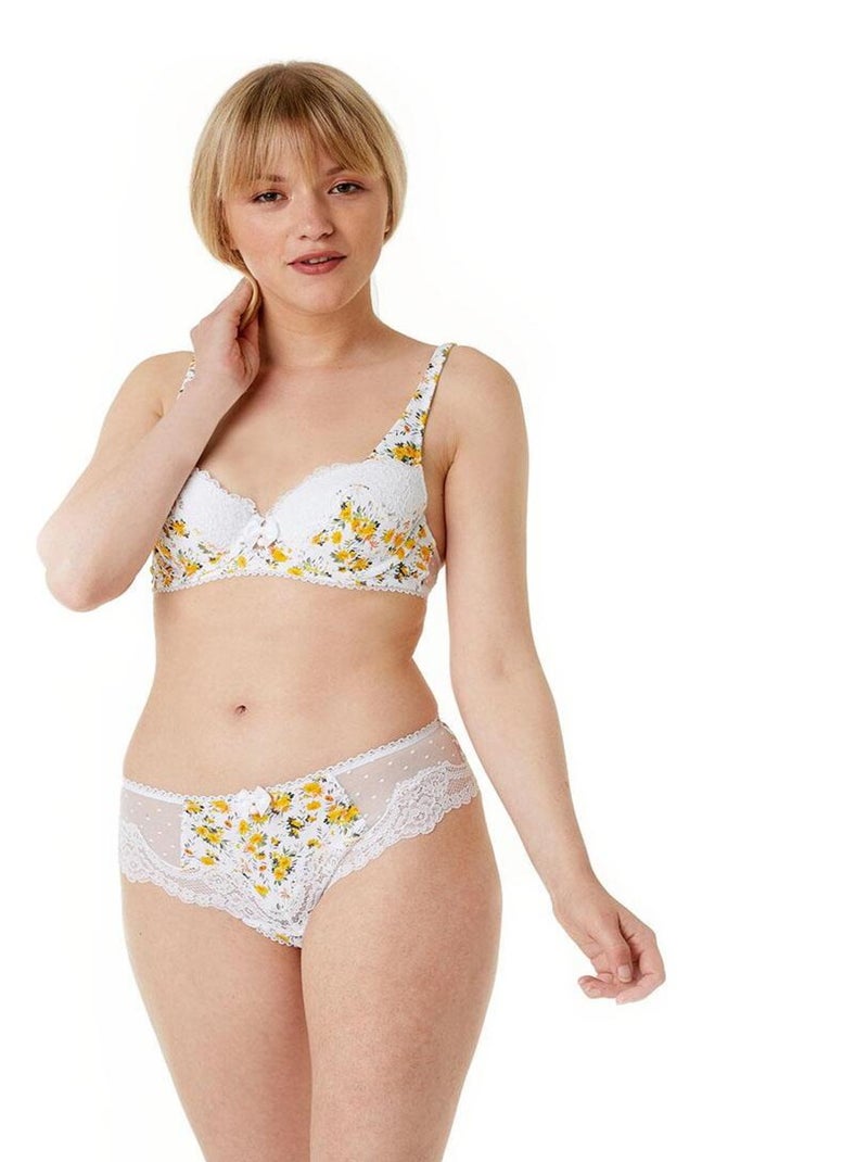 Shorty grande taille JOLI MINOIS - Brigitte Bardot Blanc Jaune Blanc - Kiabi