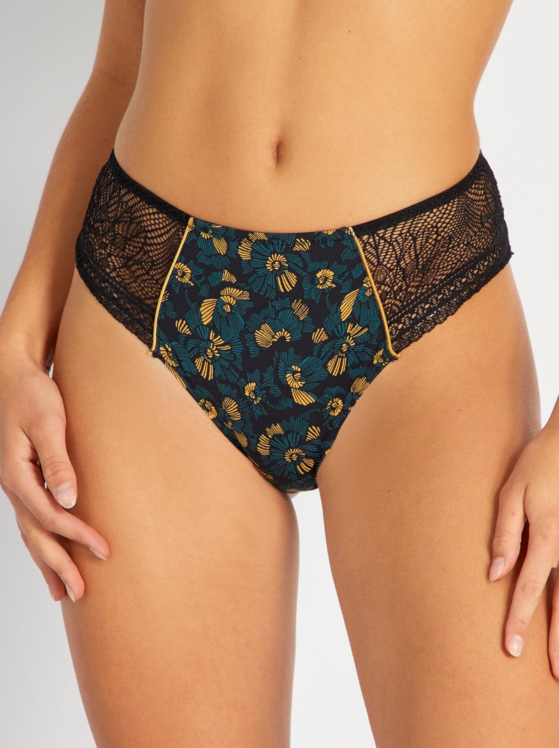 Shorty imprimé 'Envie de Lingerie' Noir imprimé - Kiabi