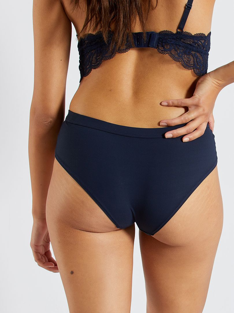 Shorty micro et dentelle - bleu marine - Kiabi - 6.00€