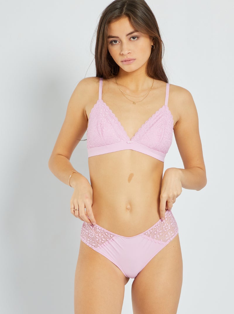 Shorty micro et dentelle Rose lilas - Kiabi