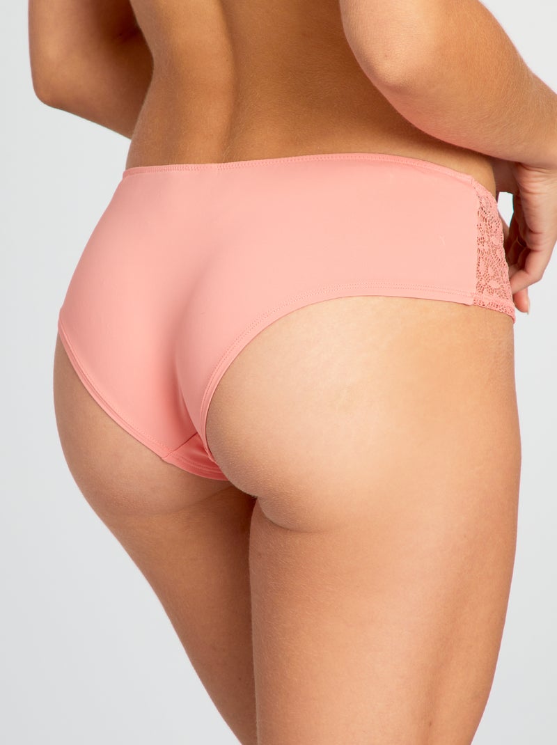 Shorty micro et dentelle Rose pêche - Kiabi