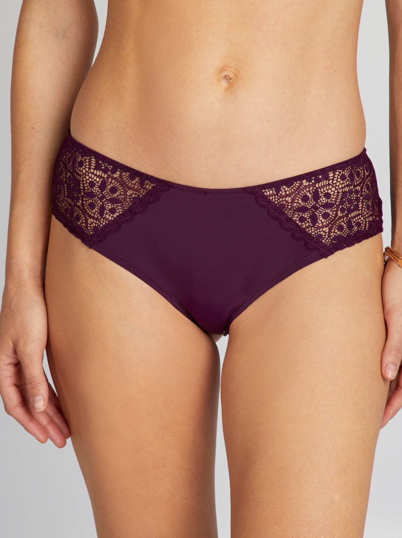 Shorty micro et dentelle Violet - Kiabi