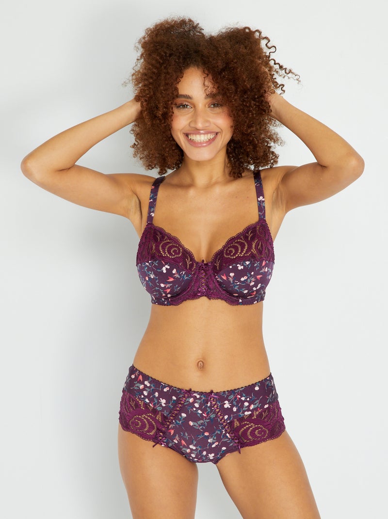 Shorty 'Sans Complexe' prune - Kiabi