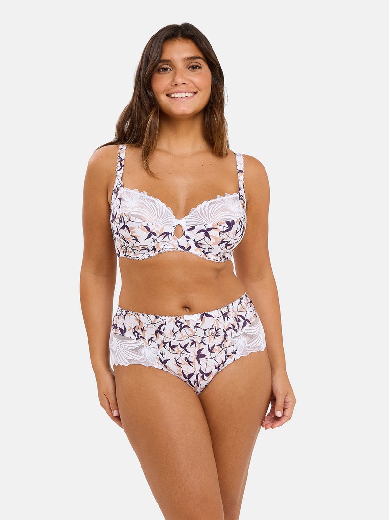 Shorty sophie sans complexe lingerie Blanc Violet clair - Kiabi