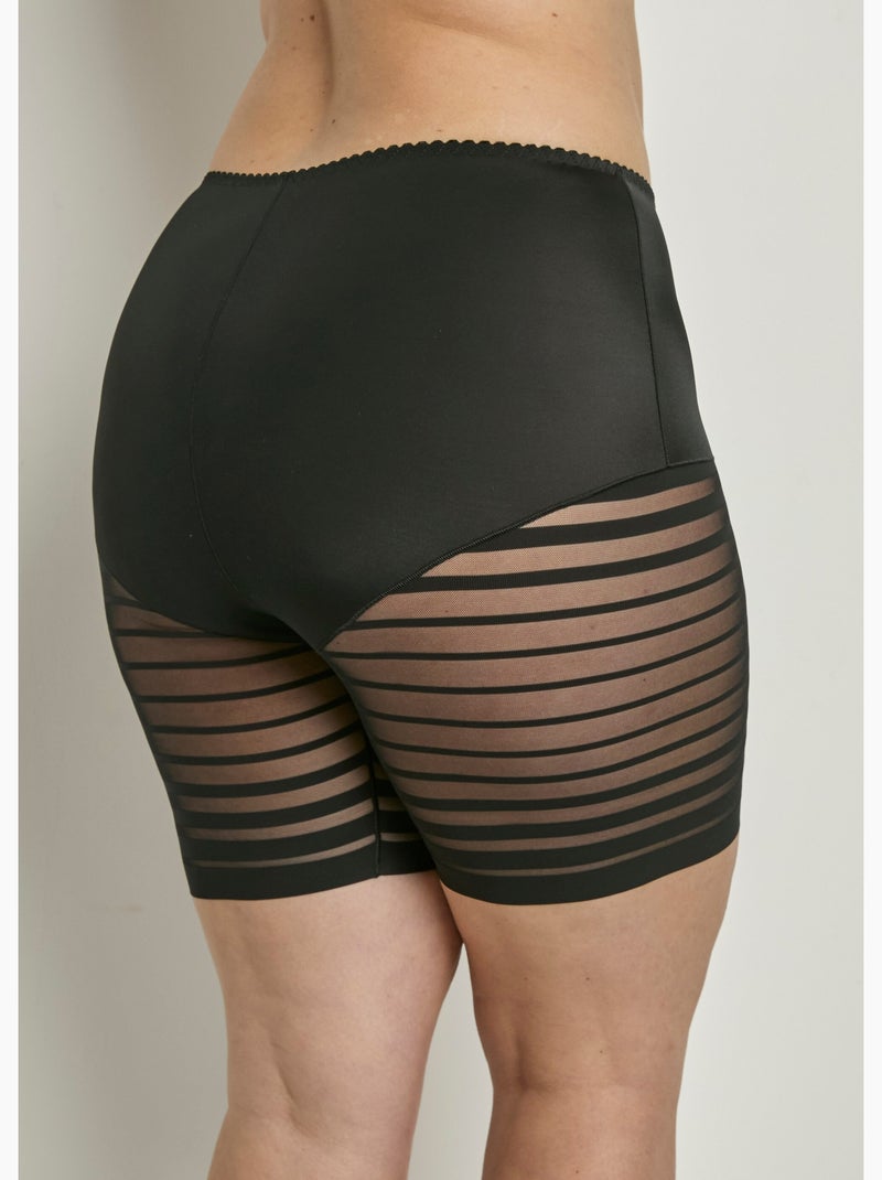 Shorty stretch taille haute tulle rayé - Afibel Noir - Kiabi