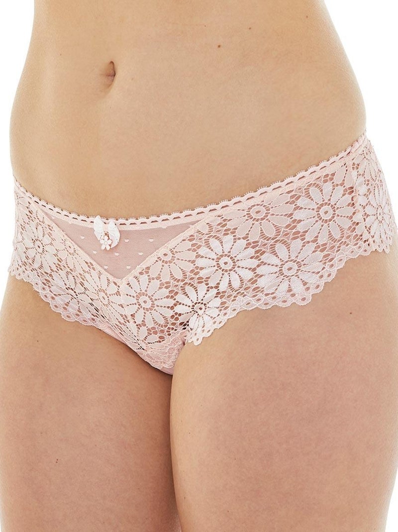 Shorty tanga poudre/blanc Tendresse - Rose - Kiabi