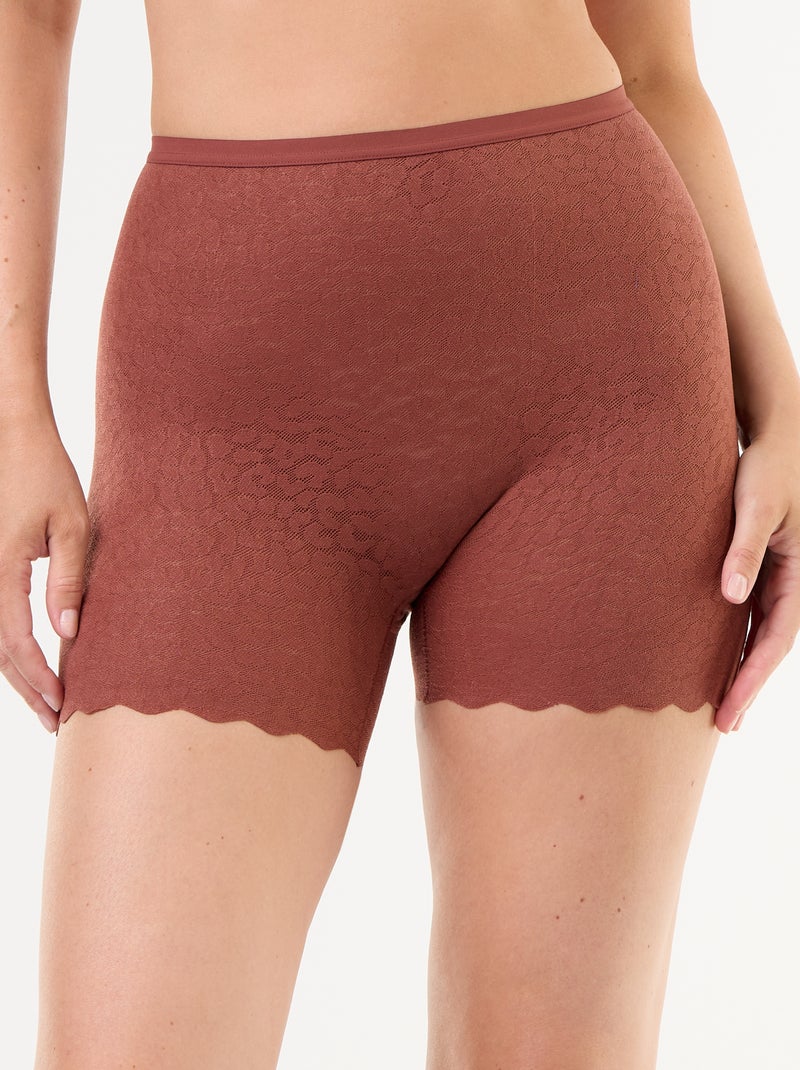 Shorty uni en dentelle Marron - Kiabi