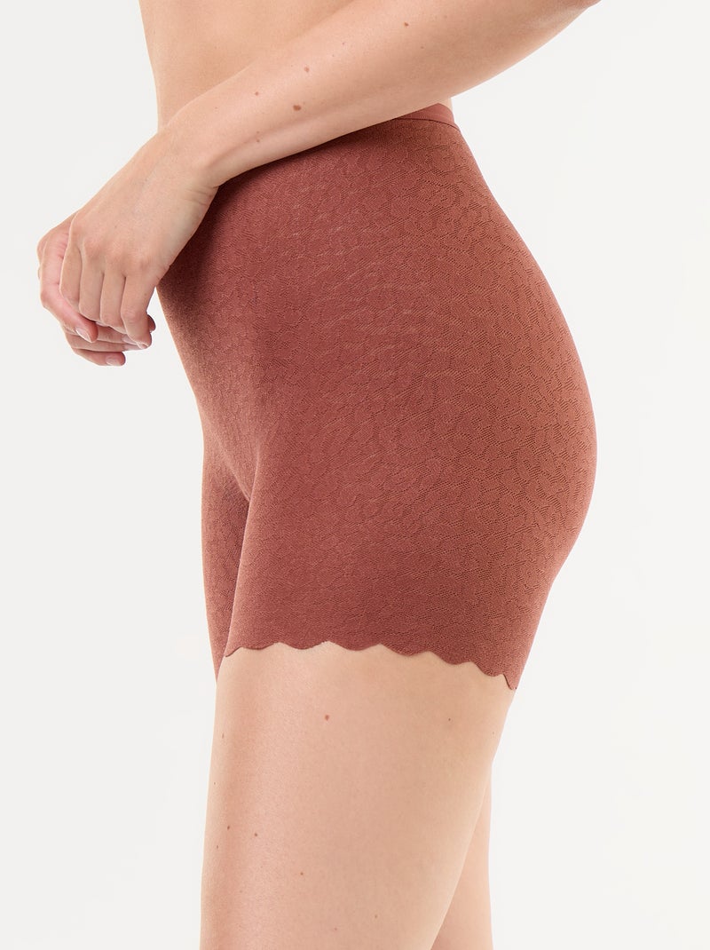 Shorty uni en dentelle Marron - Kiabi