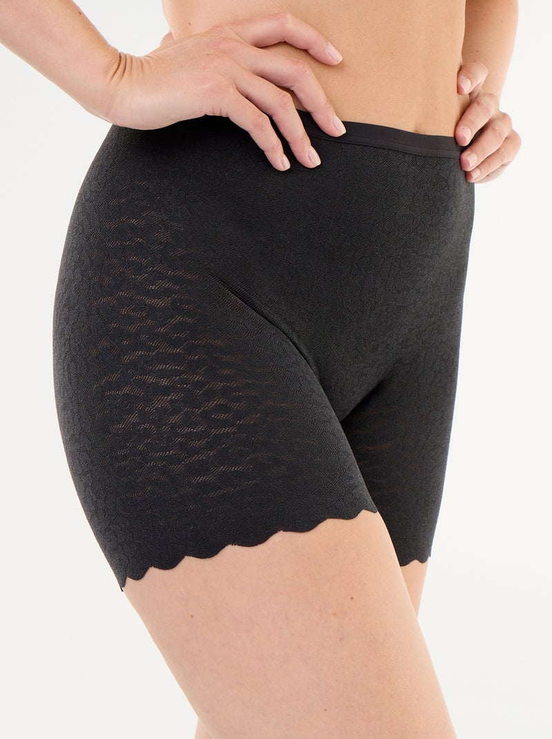 Shorty uni en dentelle Noir - Kiabi