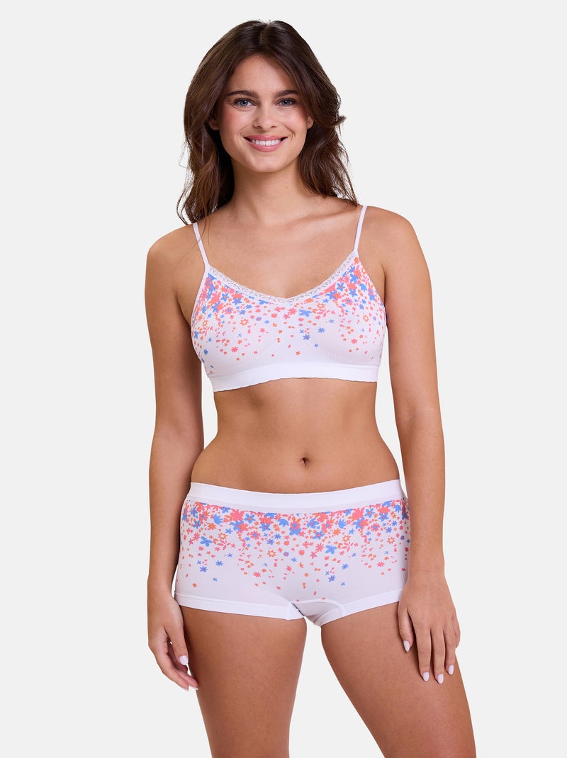 Shorty Zen Fantaisie Billet Doux Blanc Orange Bleu - Kiabi