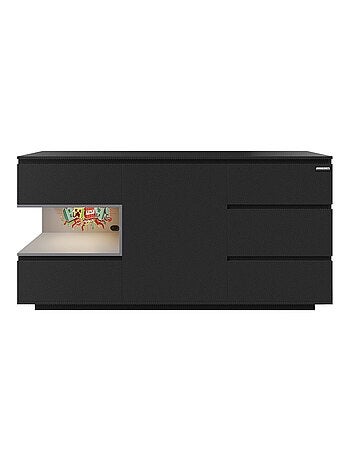 Sideboard 5 tiroirs et compartiment ouvert avec LED 'Roba' - Minecraft