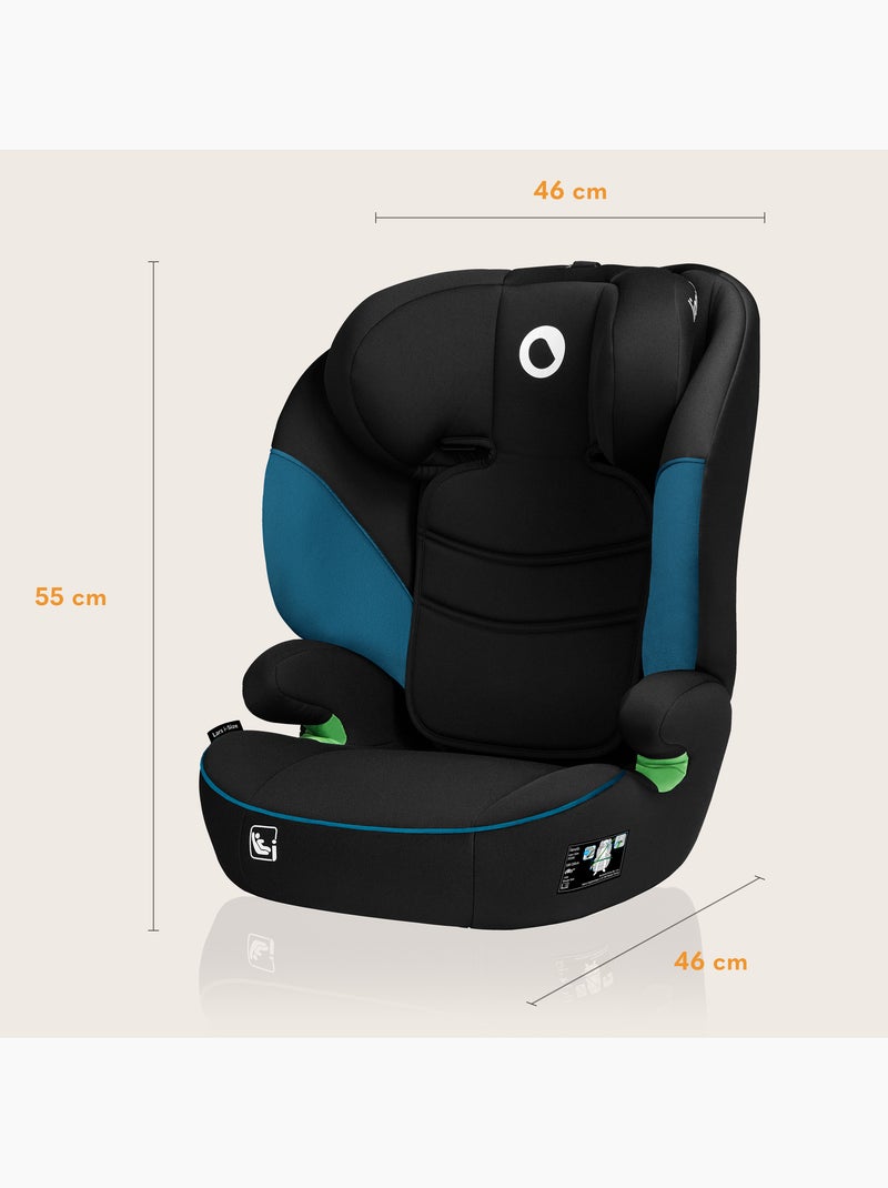 Siège auto 100-150cm LIONELO Lars i-Size - Assise large - Groupe 2/3 - Revêtement amovible Noir Bleu - Kiabi