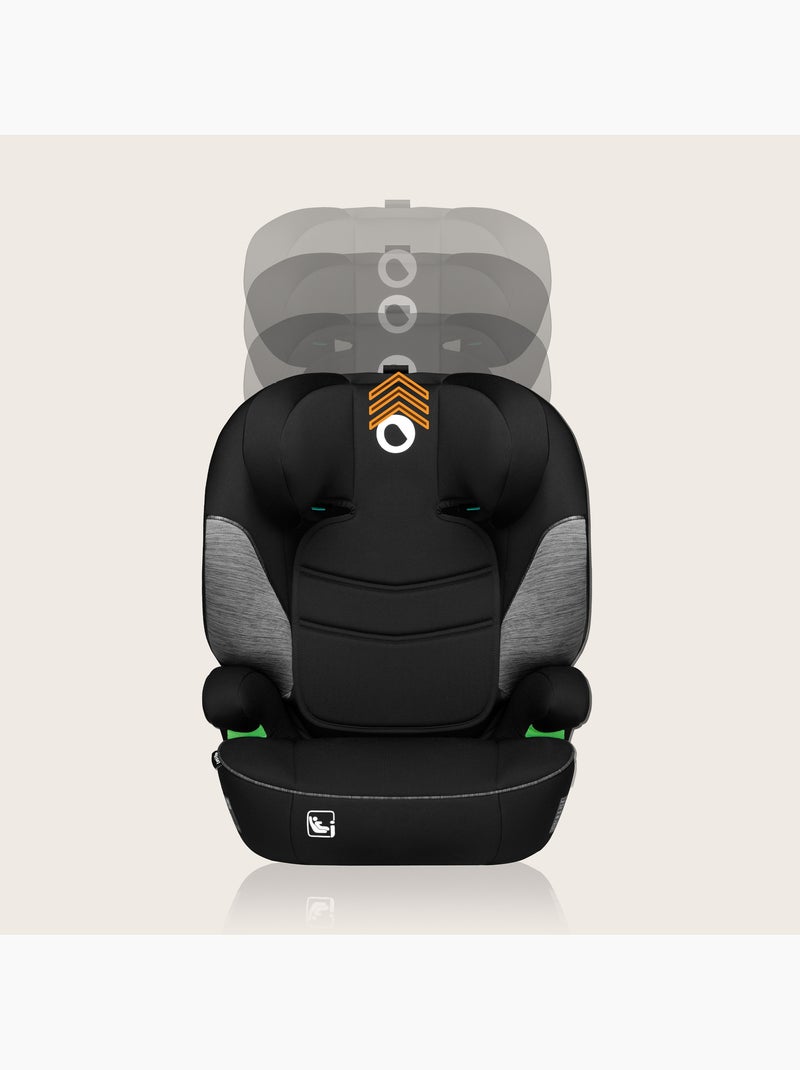 Siège auto 100-150cm LIONELO Lars i-Size - Assise large - Groupe 2/3 - Revêtement amovible Noir Gris - Kiabi