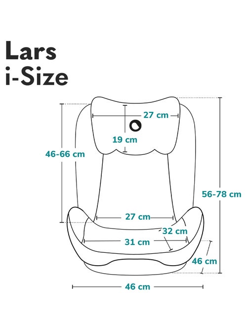 Siège auto 100-150cm LIONELO Lars i-Size - Assise large - Groupe 2/3 - Revêtement amovible - Kiabi