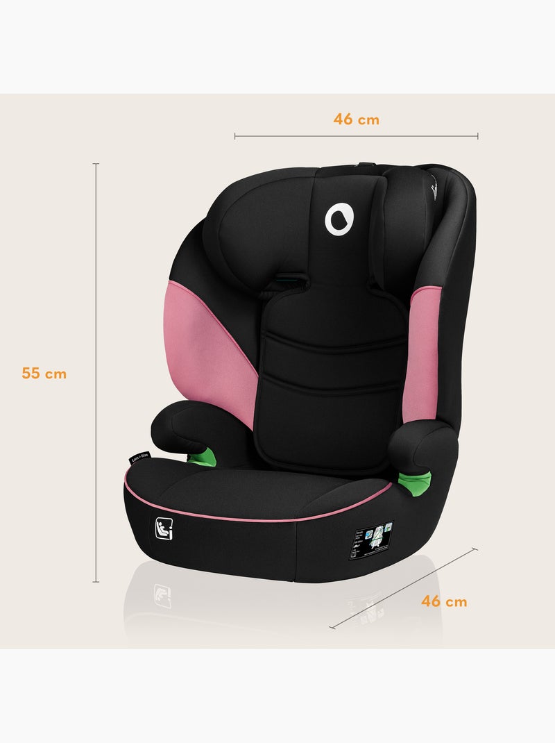Siège auto 100-150cm LIONELO Lars i-Size - Assise large - Groupe 2/3 - Revêtement amovible Noir Rose - Kiabi