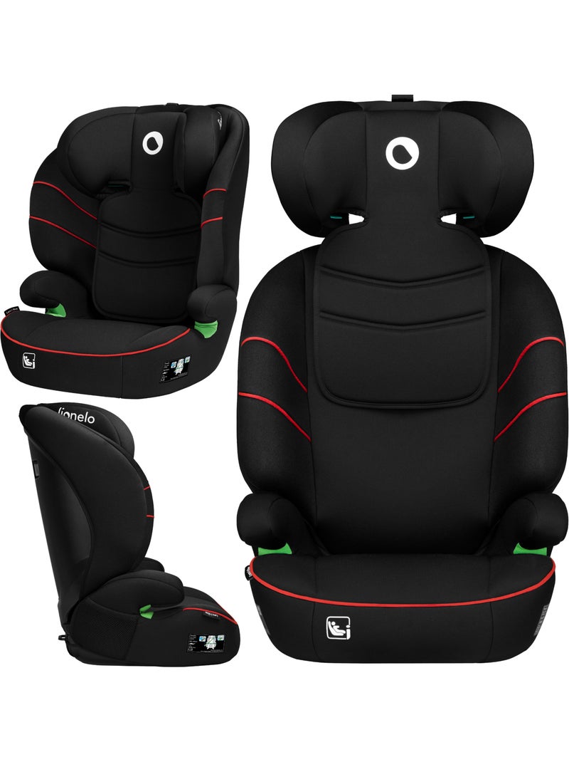 Siège-auto 100-150cm LIONELO Lars i-Size - Assise large - Groupe 2/3 - Revêtement amovible Noir Rouge - Kiabi
