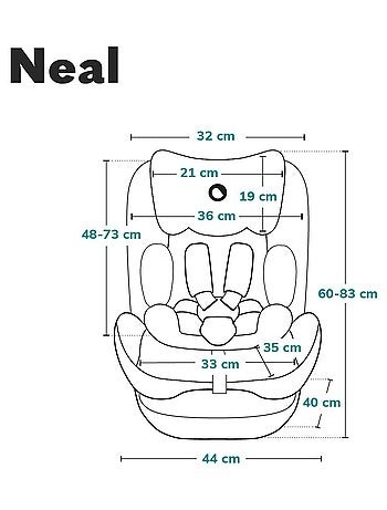 Siège-auto 2/3 LIONELO Neal i-Size - ISOFIX - Assise large - Ventilation - Inclinable