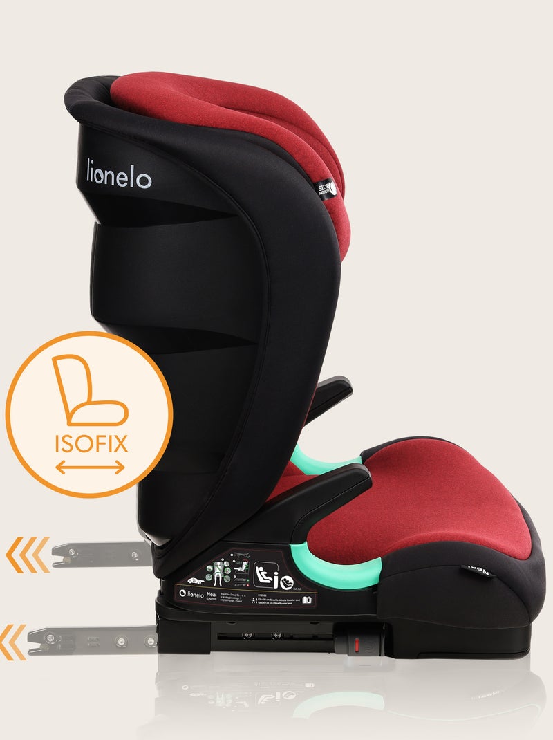 Siège-auto 2/3 LIONELO Neal i-Size - ISOFIX - Assise large - Ventilation - Inclinable Noir Rouge - Kiabi