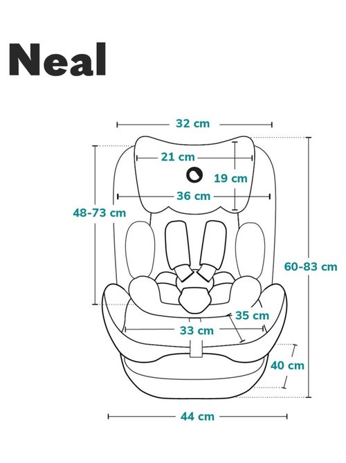 Siège-auto 2/3 LIONELO Neal i-Size - ISOFIX - Assise large - Ventilation - Inclinable - Kiabi Siège-auto 2/3 LIONELO Neal i-Size - ISOFIX - Assise large - Ventilation - Inclinable - Kiabi
