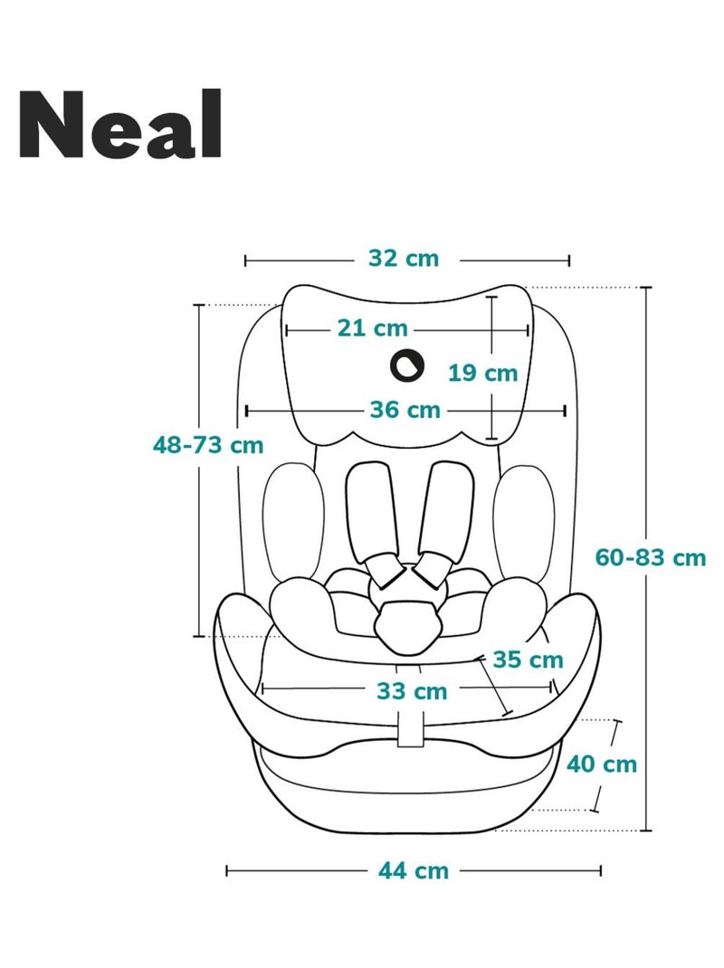 Siège-auto 2/3 LIONELO Neal i-Size - ISOFIX - Assise large - Ventilation - Inclinable Noir Rouge - Kiabi