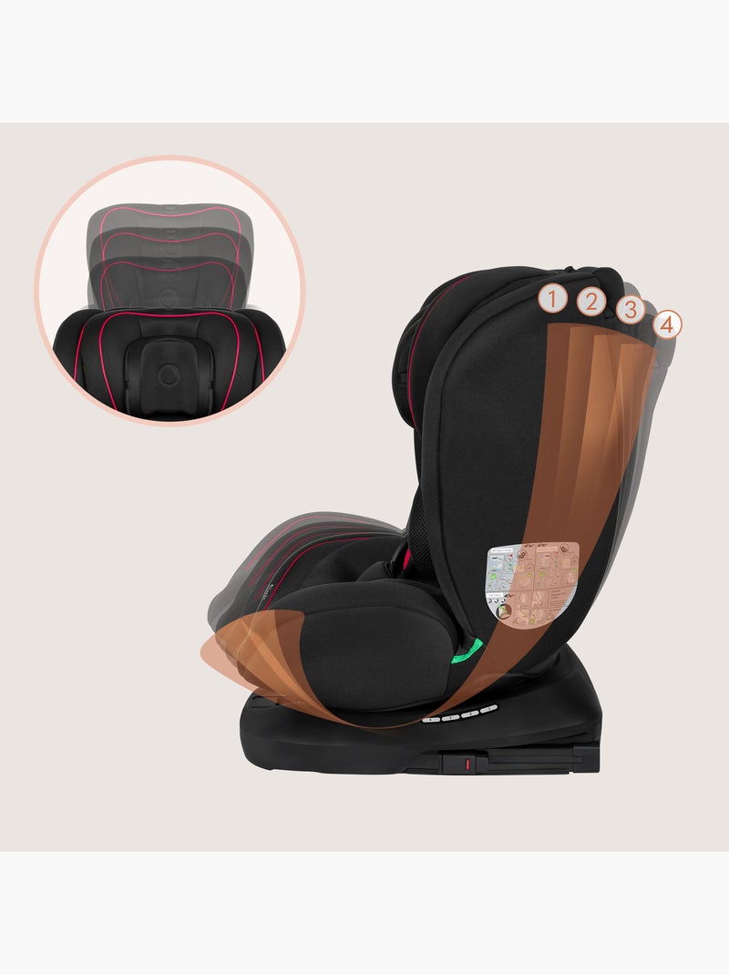 Siège auto 360° LIONELO Bastiaan i-Size - ISOFIX - Groupe 0+/1/2/3 - 40 à 150 cm - SideProtect Noir Rouge - Kiabi