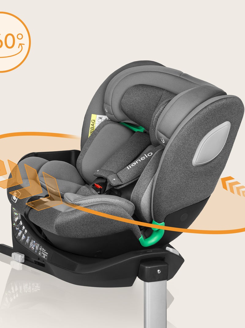 Siège auto 360° LIONELO Braam Air i-Size - 40-150 cm - ISOFIX - Ventilateur intégré - Groupe 0/1/2/3 Gris - Kiabi