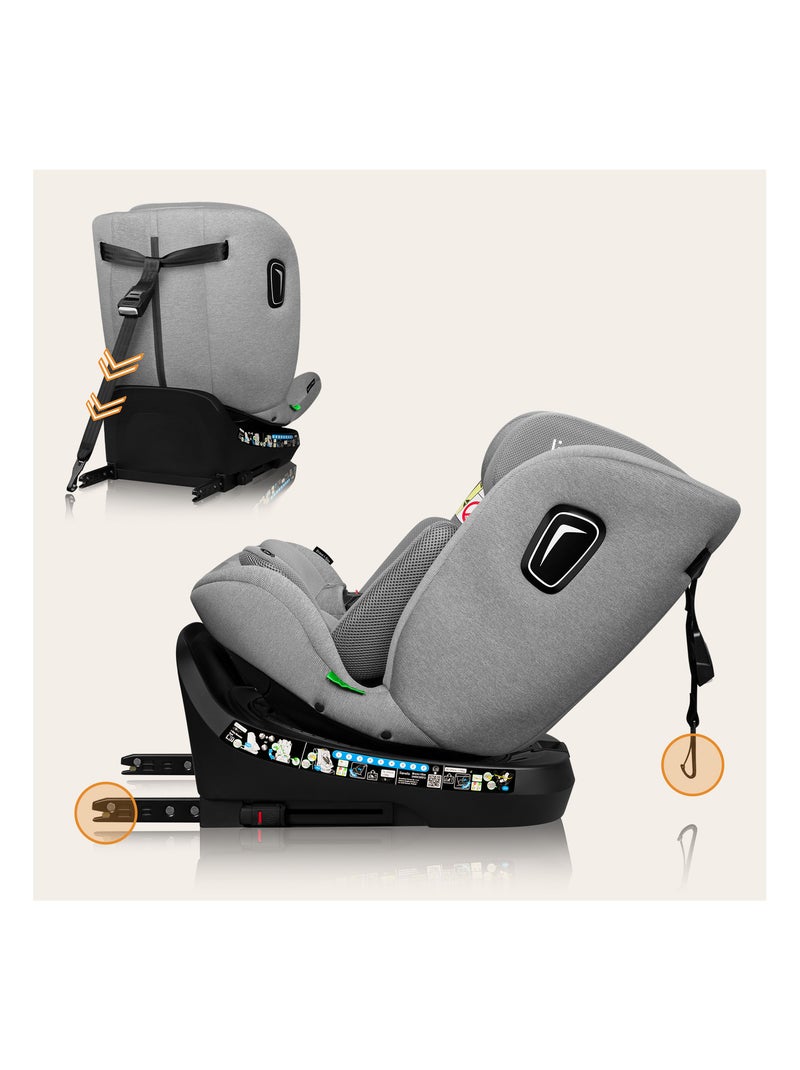 Siège-auto 360° LIONELO Brave i-Size - ISOFIX - 40-150cm - Groupe 0/1/2/3 Gris - Kiabi