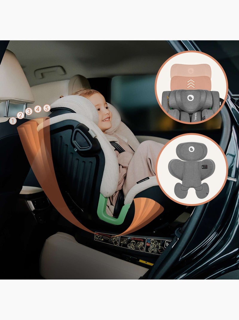 Siège auto 360° LIONELO Harmony i-Size - ISOFIX - 60% bambou - 40-150cm - Groupe 0+/1/2/3 Gris - Kiabi