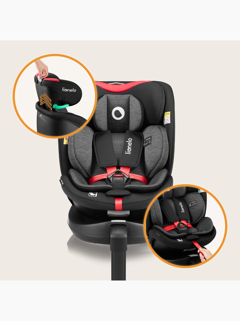 Siège auto 360° LIONELO Navy i-Size - ISOFIX - Ventilation du boîtier - 40-150 cm - 0+/1/2/3 Noir Rouge - Kiabi