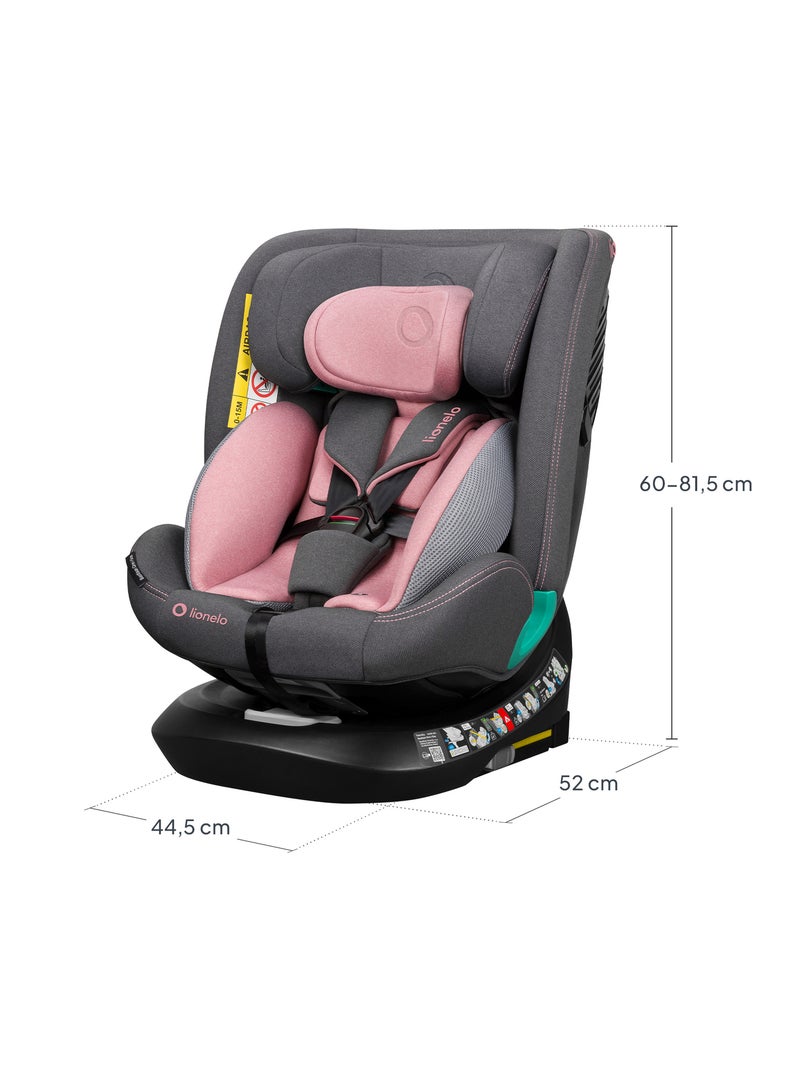 Siège auto 40-150cm LIONELO Bastiaan One i-Size - Base pivotante 360° - ISOFIX Rose - Kiabi