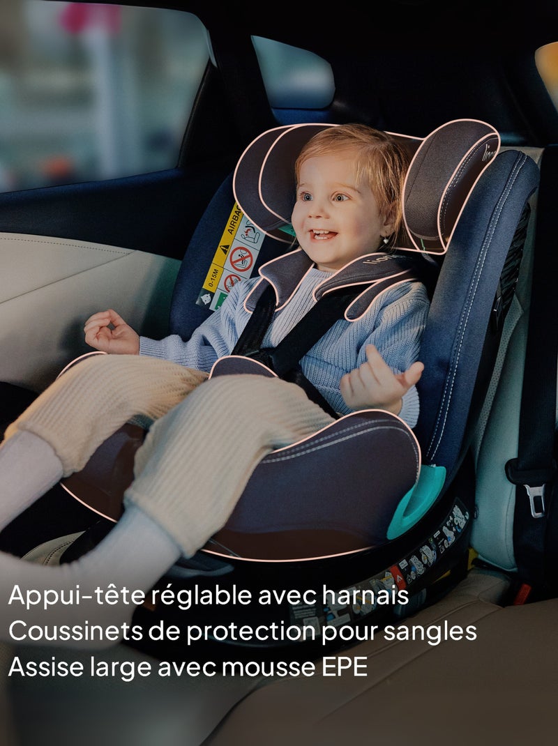 Siège auto 40-150cm LIONELO Bastiaan One i-Size - Base pivotante 360° - ISOFIX Vert - Kiabi