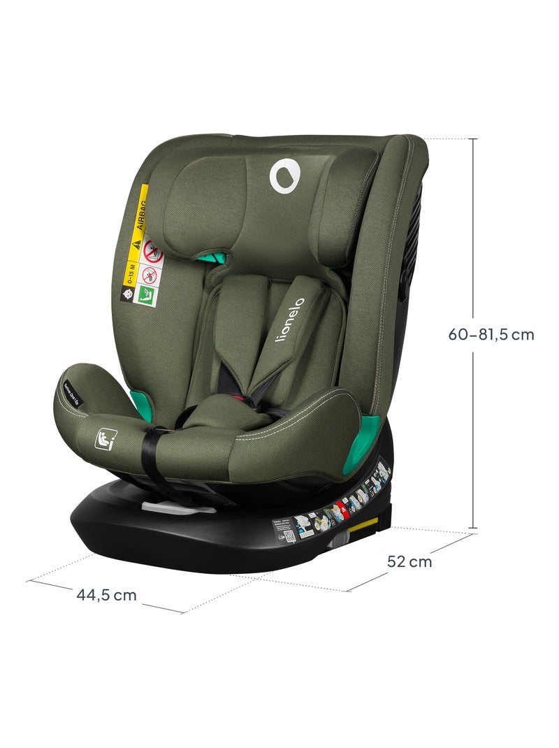 Siège auto 40-150cm LIONELO Bastiaan One i-Size - Base pivotante 360° - ISOFIX Vert - Kiabi