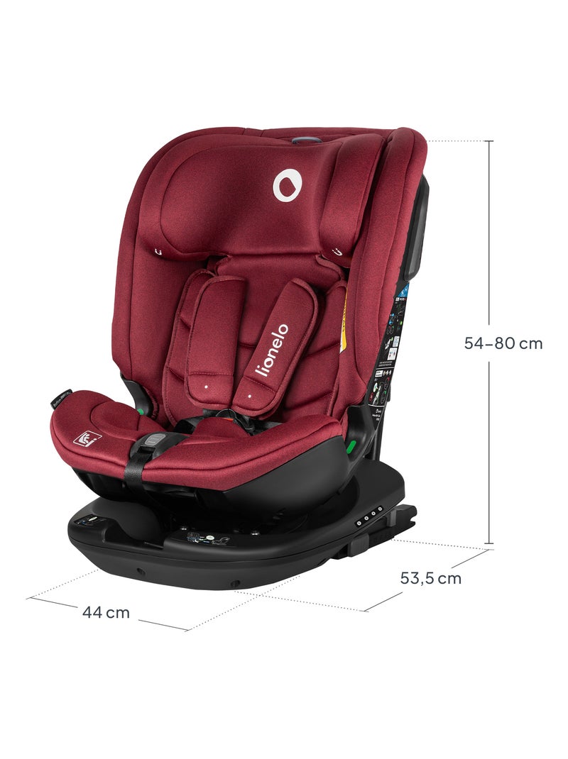 Siège auto 40-150cm LIONELO Bastiaan RWF i-Size - Base pivotante 360° - ISOFIX - Groupe 0/1/2/3 Bordeaux - Kiabi