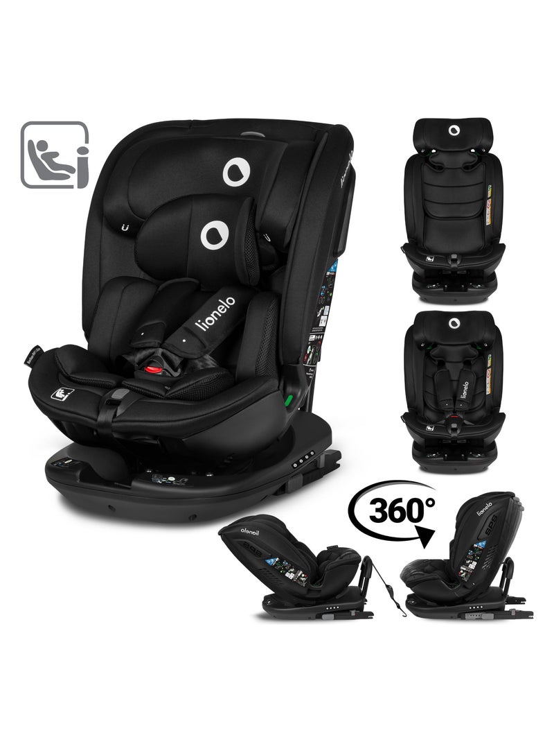 Siège-auto 40-150cm LIONELO Bastiaan RWF i-Size - Base pivotante 360° - ISOFIX - Groupe 0/1/2/3 Noir - Kiabi