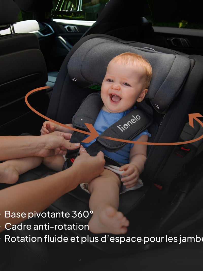 Siège auto 40-150cm LIONELO Bastiaan RWF i-Size - Base pivotante 360° - ISOFIX - Groupe 0/1/2/3 Noir - Kiabi
