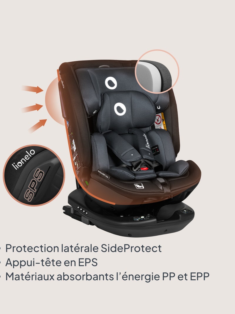 Siège auto 40-150cm LIONELO Bastiaan RWF i-Size - Base pivotante 360° - ISOFIX - Groupe 0/1/2/3 Noir - Kiabi