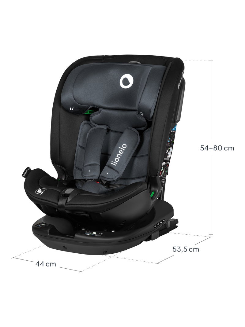 Siège auto 40-150cm LIONELO Bastiaan RWF i-Size - Base pivotante 360° - ISOFIX - Groupe 0/1/2/3 Noir Gris - Kiabi