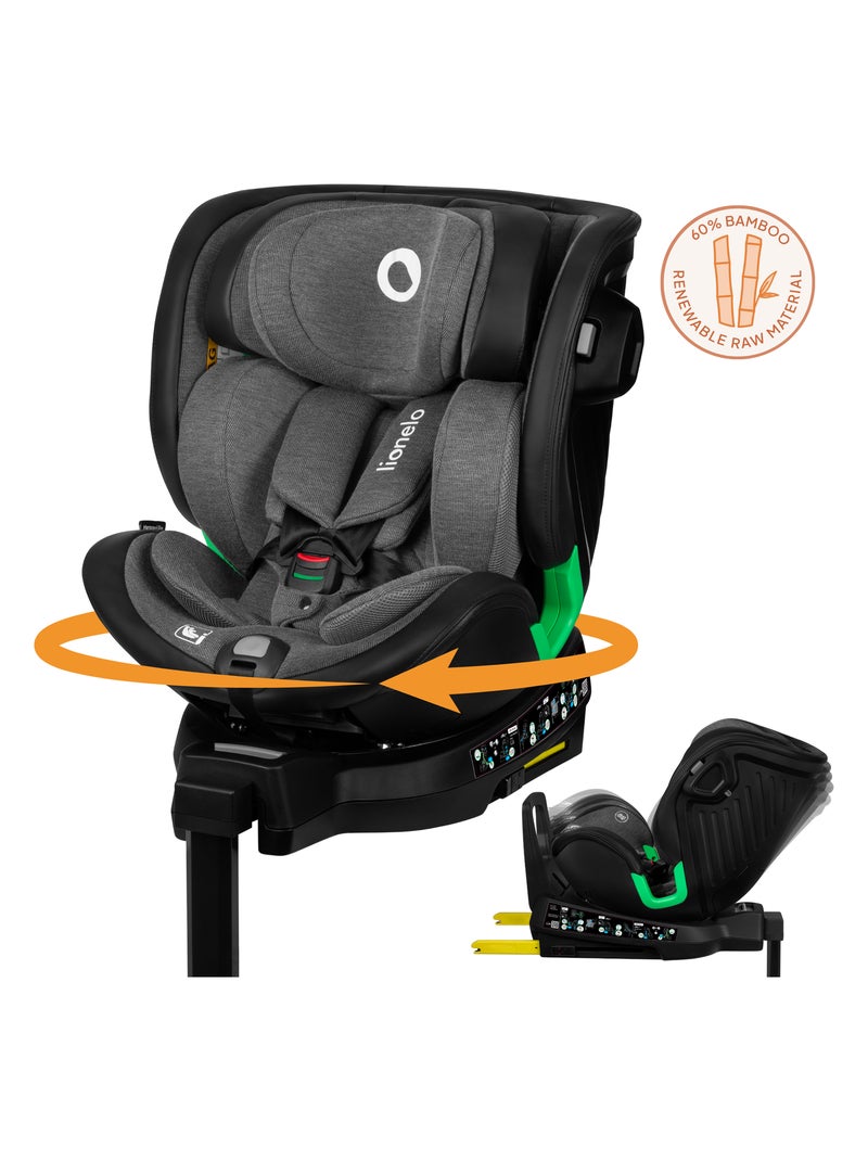Siège-auto 40-150cm LIONELO Harmony i-Size - Pivotant 360° - ISOFIX - 60% bambou - Groupe 0+/1/2/3 gris anthracite - Kiabi