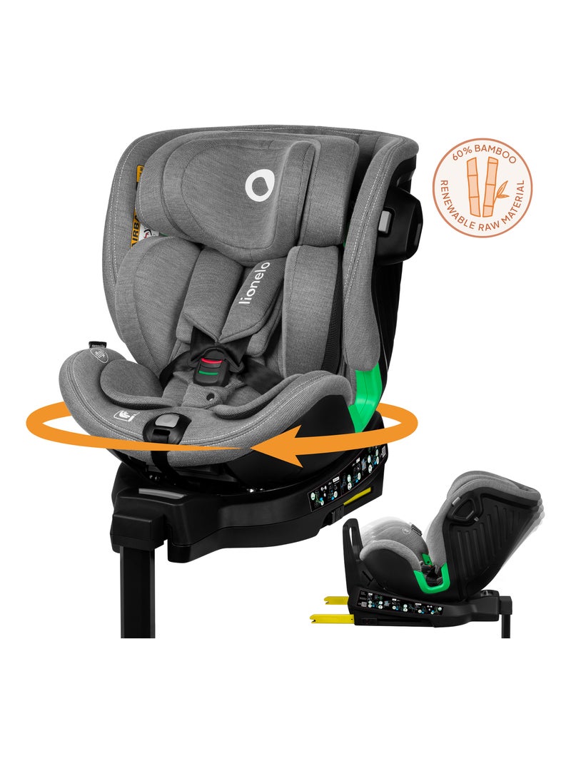 Siège-auto 40-150cm LIONELO Harmony i-Size - Pivotant 360° - ISOFIX - 60% bambou - Groupe 0+/1/2/3 Gris - Kiabi