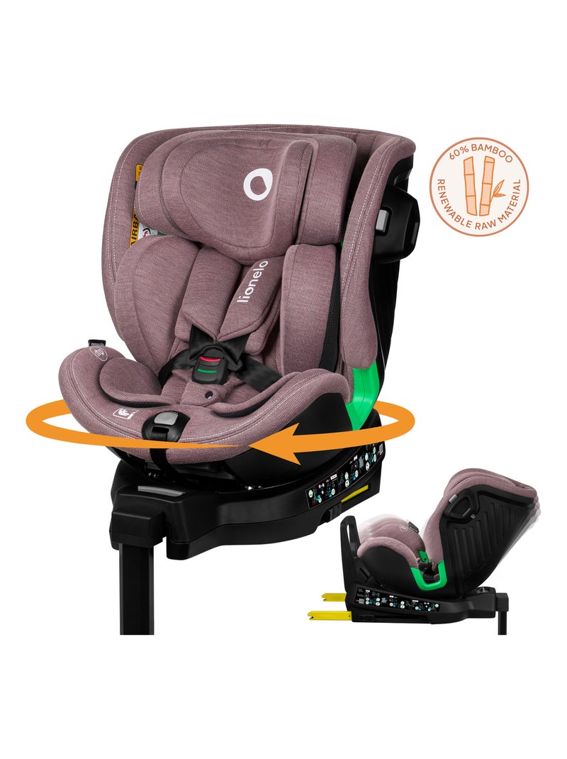 Siège-auto 40-150cm LIONELO Harmony i-Size - Pivotant 360° - ISOFIX - 60% bambou - Groupe 0+/1/2/3 Rose - Kiabi