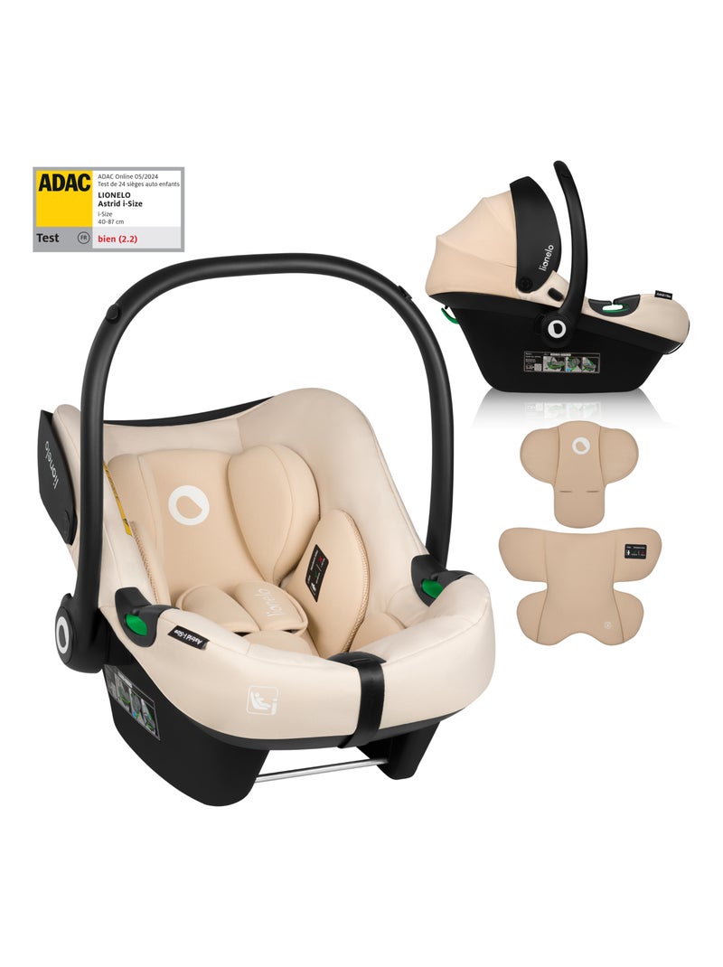 Siège-auto 40-87 cm LIONELO Astrid i-Size - ADAC Récompense - Légère Beige/Noir - Kiabi