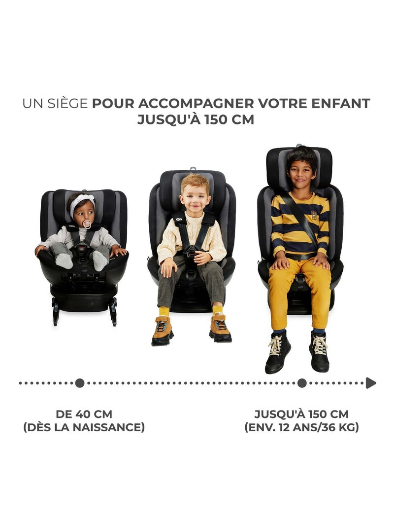 Siège auto 4en1 rotation facile sécurité Gris - Kiabi