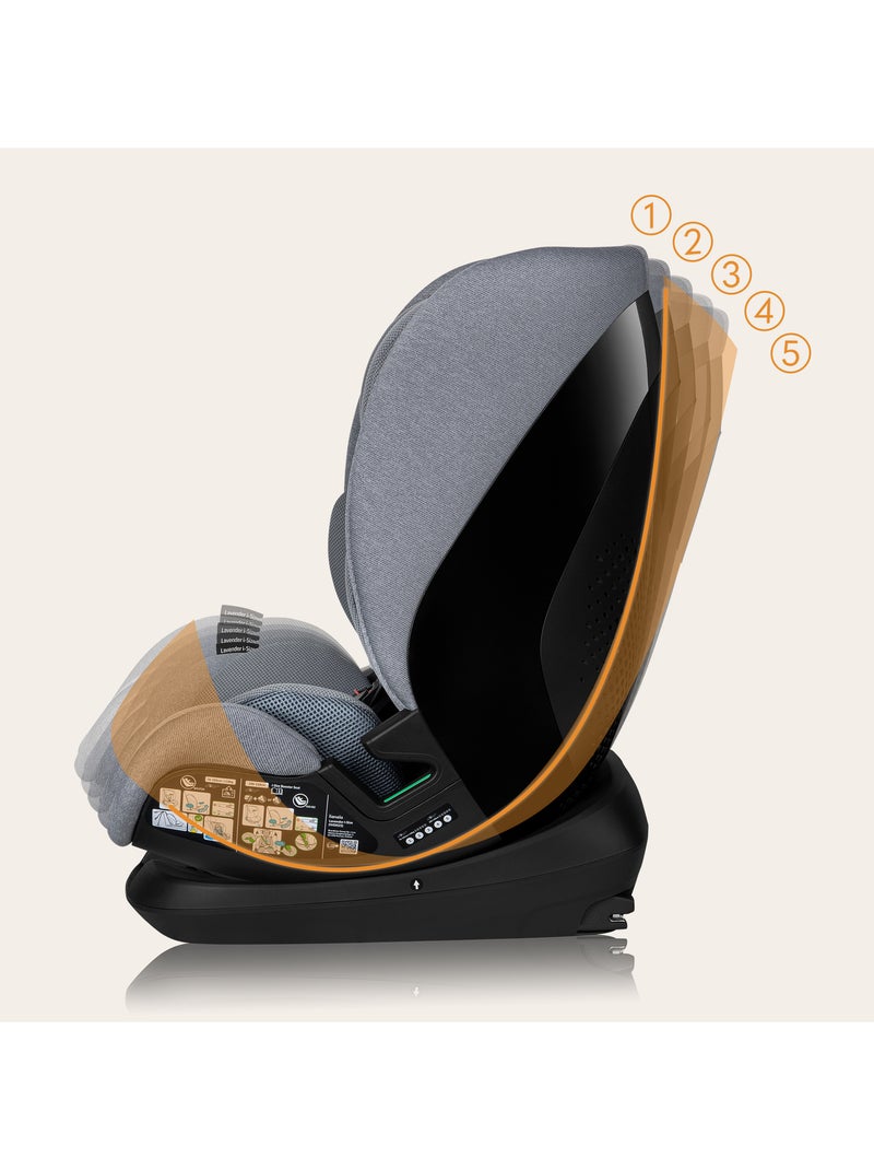Siège auto 76-150cm LIONELO Lavender i-Size - ISOFIX - Ventilation - Groupe 1/2/3 Gris - Kiabi