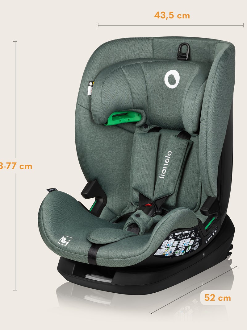 Siège auto 76-150cm LIONELO Lavender i-Size - ISOFIX - Ventilation - Groupe 1/2/3 Vert Sauge - Kiabi