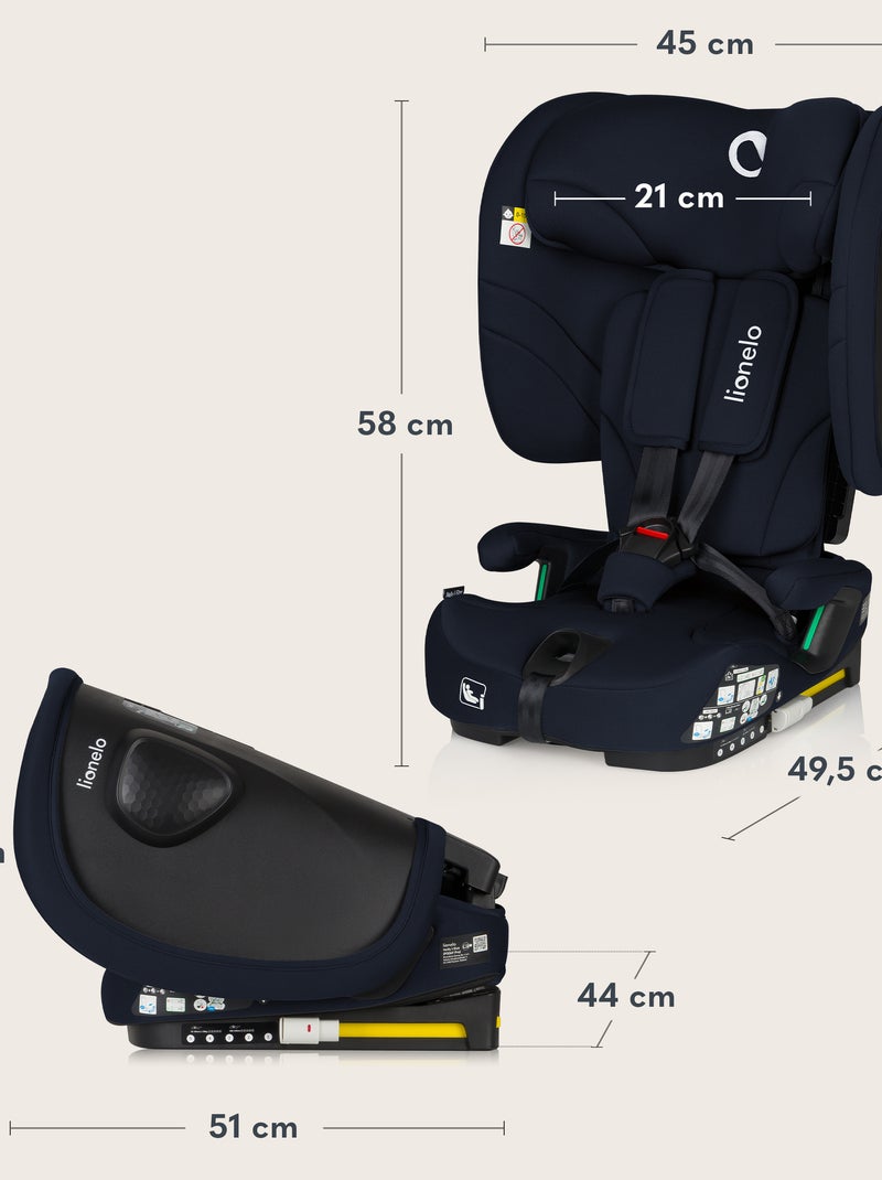 Siège auto 76-150cm LIONELO Nelly i-Size - ISOFIX - Pliable - Sangle TopTether - Groupe 1/2/3 Bleu - Kiabi