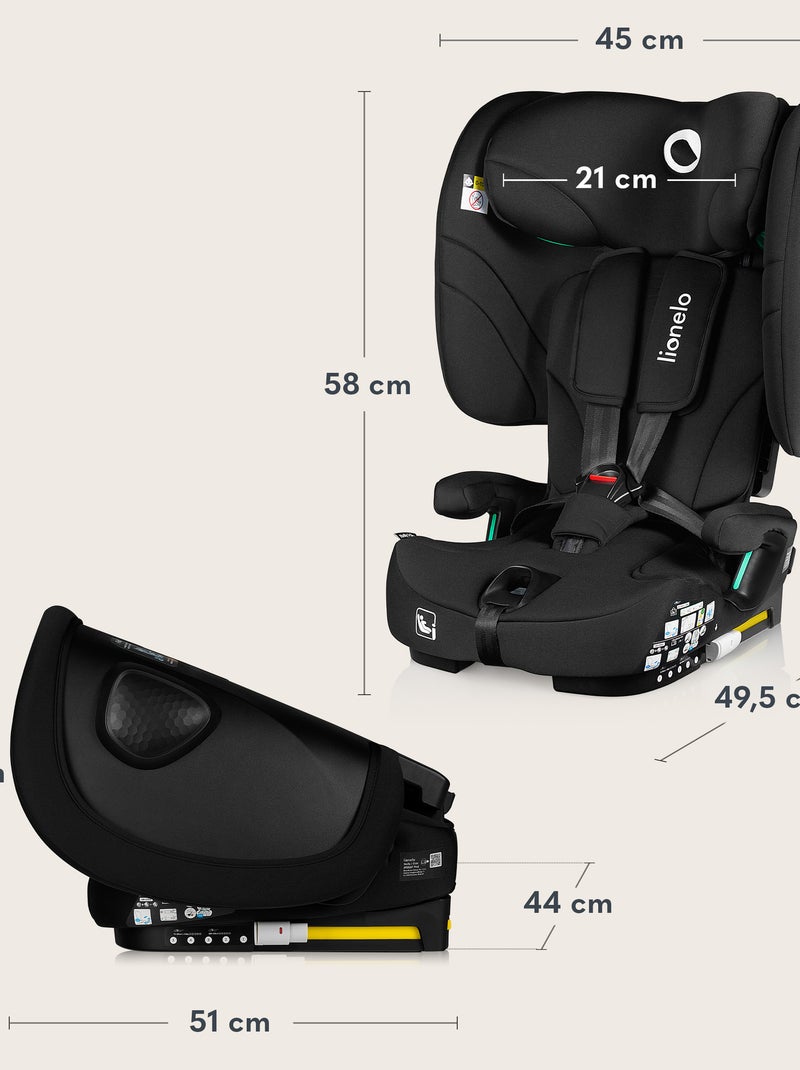 Siège auto 76-150cm LIONELO Nelly i-Size - ISOFIX - Pliable - Sangle TopTether - Groupe 1/2/3 Noir - Kiabi